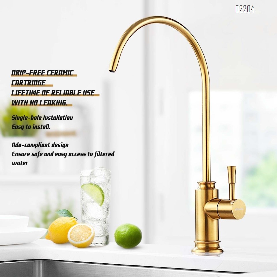 Brushed Gold Kitchen Water Filter Faucet,Stainless Steel Lead-Free Drinking Water Faucet Fits Reverse Osmosis Units or Filtration System in Non-Air Gap