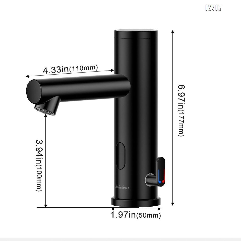 Automatic Touchless Bathroom Sink Faucet with Deck Plate,Hands Free Infrared Sensor Basin Faucet with Temperature Control, Battery Powered Sensor Bathroom Tap,Black