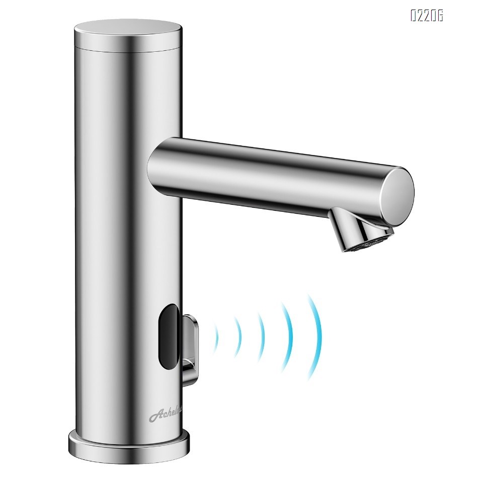 Stainless Steel Automatic Touchless Bathroom Sink Faucet, Hands Free Infrared Sensor Basin Faucet with Temperature Control, Battery Powered Sensor Bathroom Tap Brushed Nickel