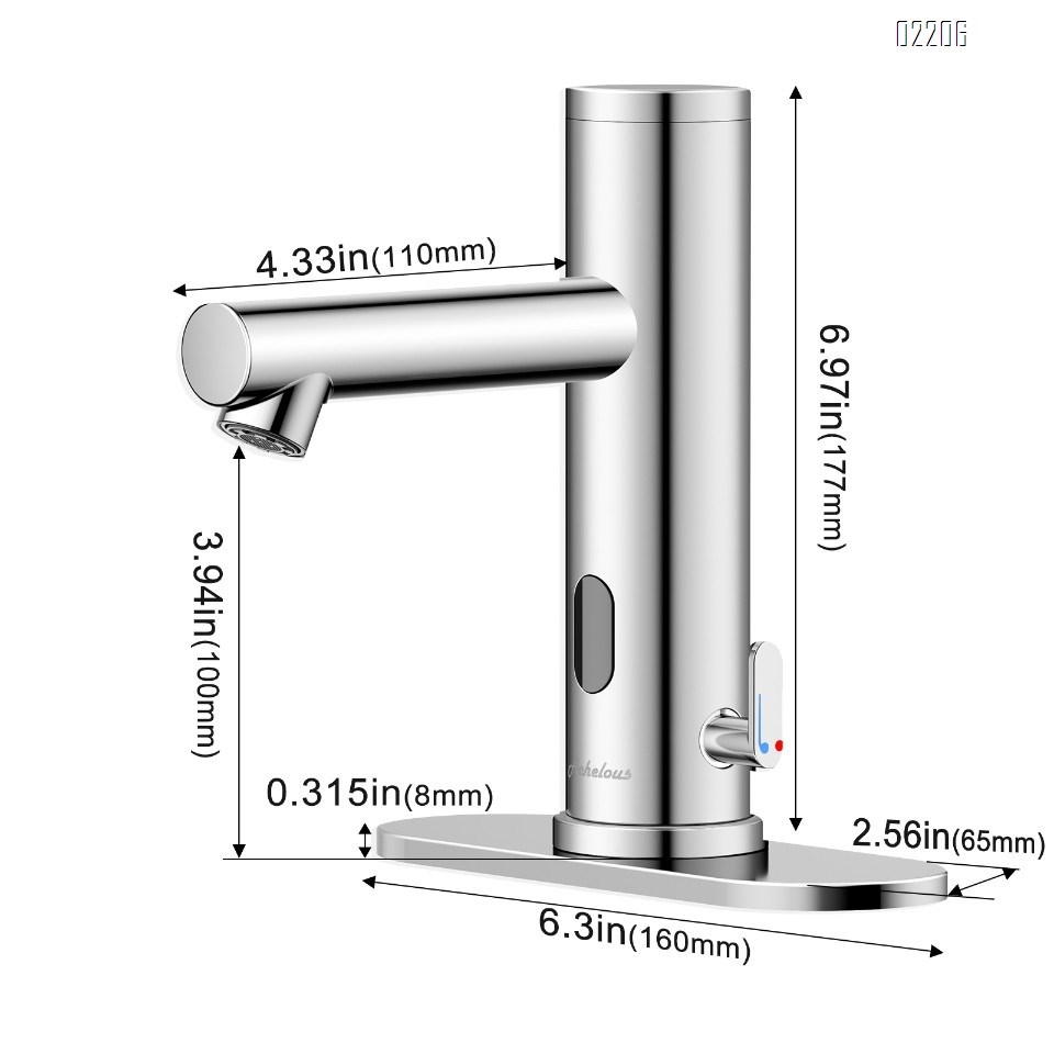 Stainless Steel Automatic Touchless Bathroom Sink Faucet, Hands Free Infrared Sensor Basin Faucet with Temperature Control, Battery Powered Sensor Bathroom Tap Brushed Nickel