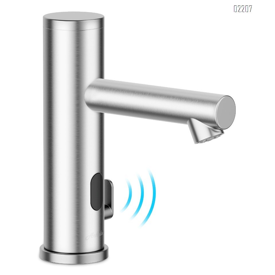 Achelous Stainless Steel Automatic Touchless Bathroom Sink Faucet, Hands Free Infrared Sensor Basin Faucet with Temperature Control, Battery Powered Sensor Bathroom Tap Brushed Nickel