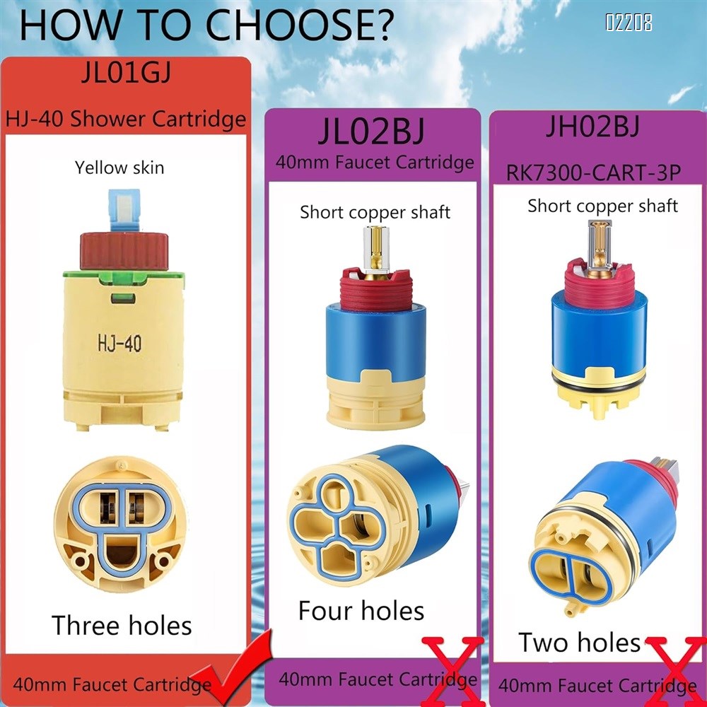 HJ-40 (JL01GJ) Faucet Cartridge Replacement 40mm Diameter Shower Cartridge,Compatible with Replaces Cartridge on Many Brands Shower and Tub Cartridge
