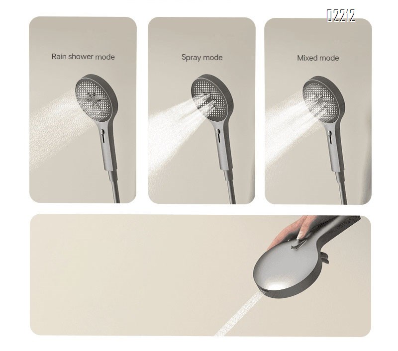Brass Shower Head Set with Thermostatic Temperature Digital Display Home Use Athmosphere Light Gun Grey Piano Key Tap