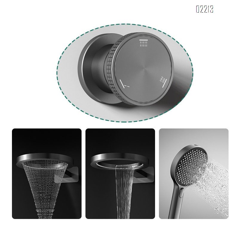 Wall mounted High-end Mode Full Brass Built-in Shower Set | Creative Basketball Hoop Ceiling Spray Digital Thermostatic Temperature