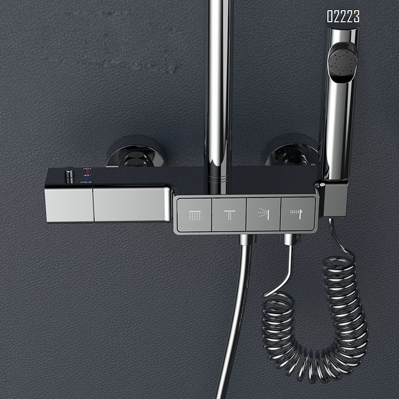 New grey all-Brass bathroom four-function shower head set with Round and Square Top spray