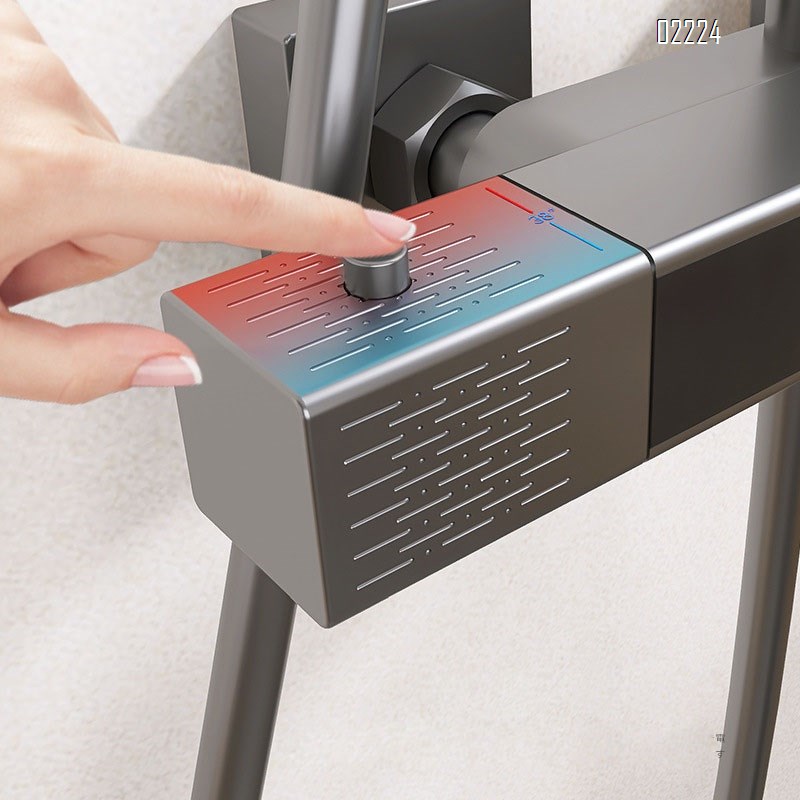 Digital temperature control shower head set Brass home use gun grey shower head Tap