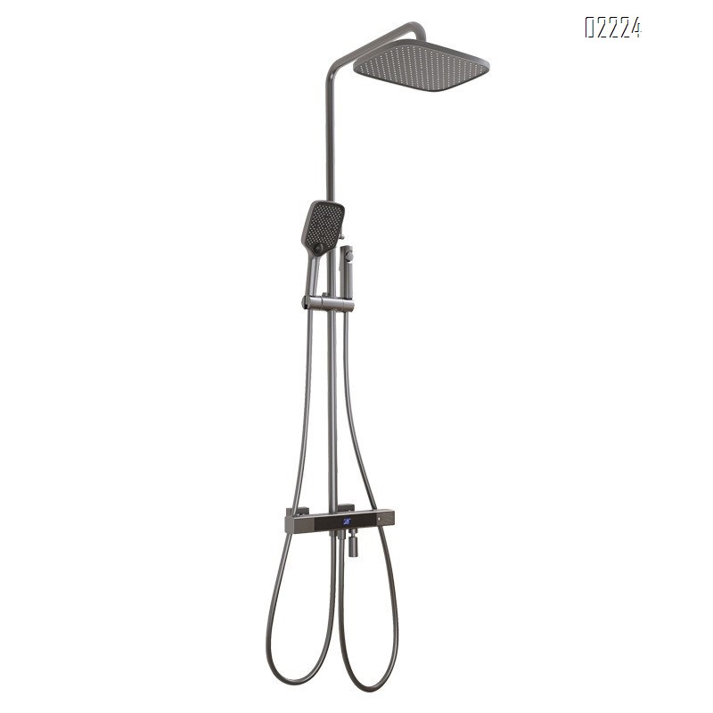 Digital temperature control shower head set Brass home use gun grey shower head Tap