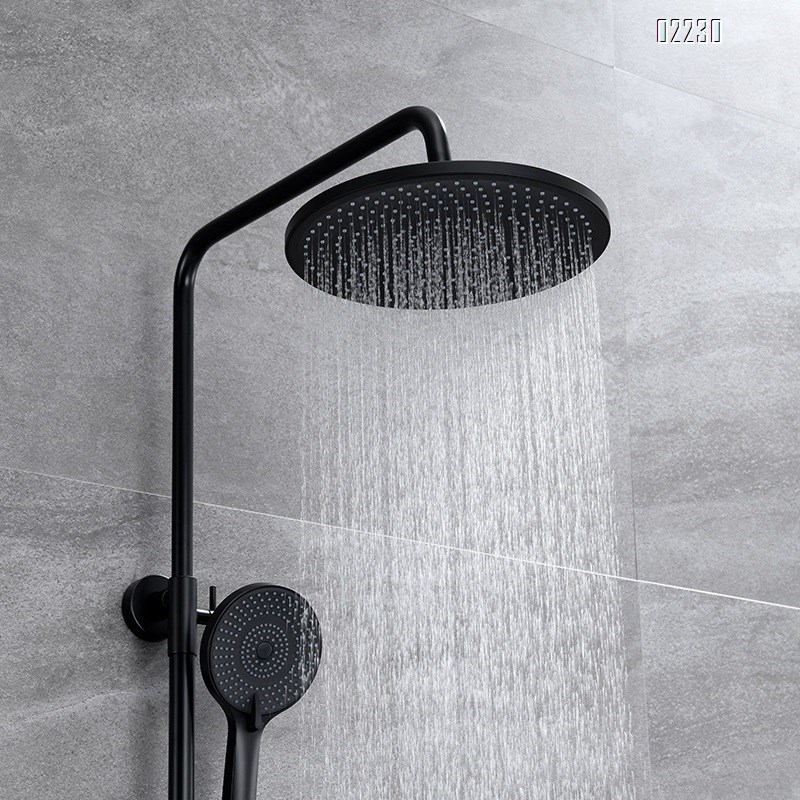 Black smart thermostatic shower head Set full Brass bathroom three-function pressure shower set Tap