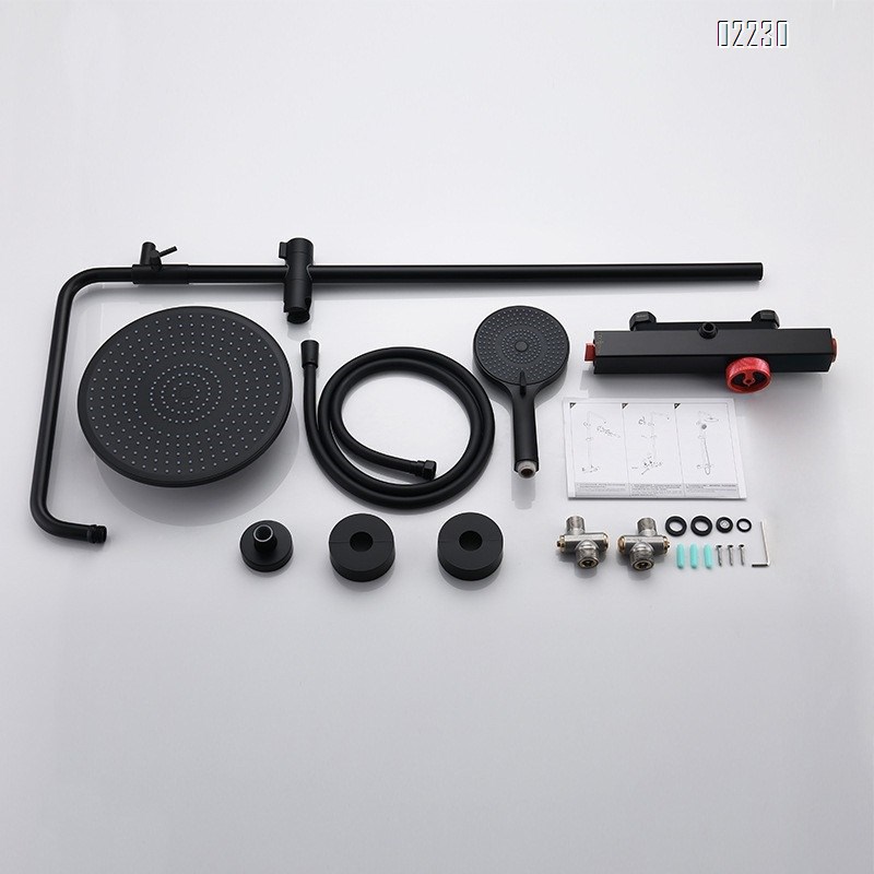 Black smart thermostatic shower head Set full Brass bathroom three-function pressure shower set Tap