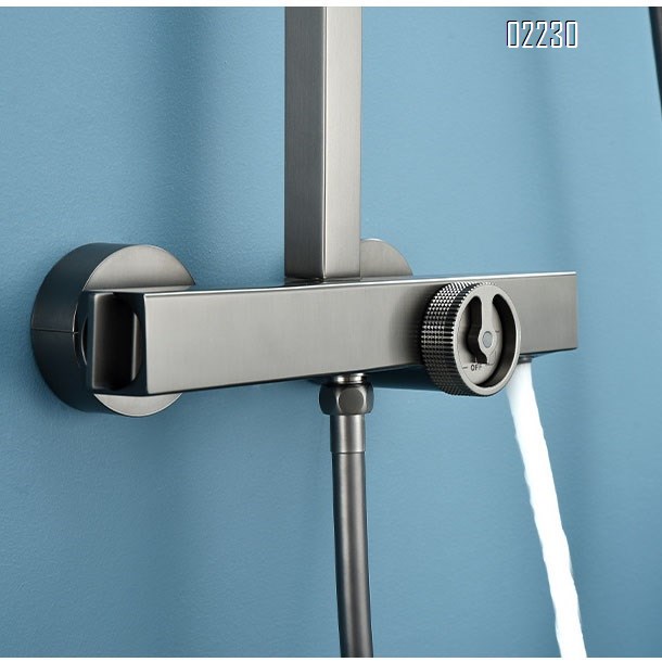 Black smart thermostatic shower head Set full Brass bathroom three-function pressure shower set Tap