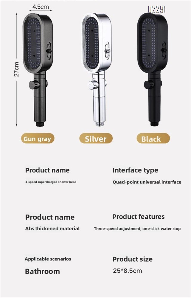 High Pressure Shower Head Handheld 3-Settings Powerful Water Spray Shower Head with Hose and Holder