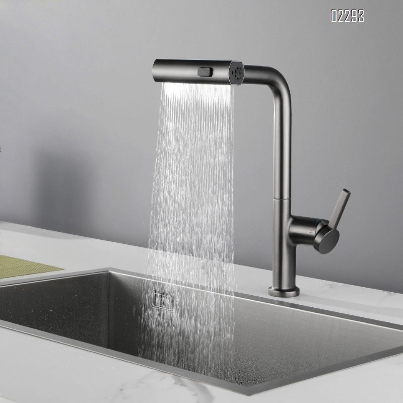 Gun Gray Pull-out Kitchen Tap Hot and Cold Water Brass Washing Basin Sink Sink Faucet