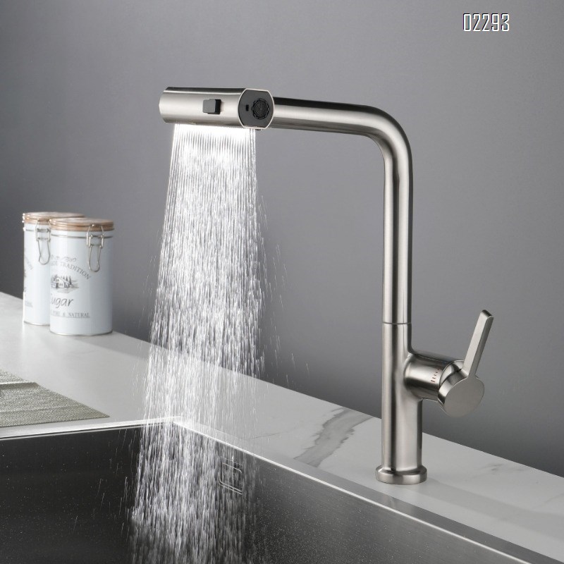 Gun Gray Pull-out Kitchen Tap Hot and Cold Water Brass Washing Basin Sink Sink Faucet