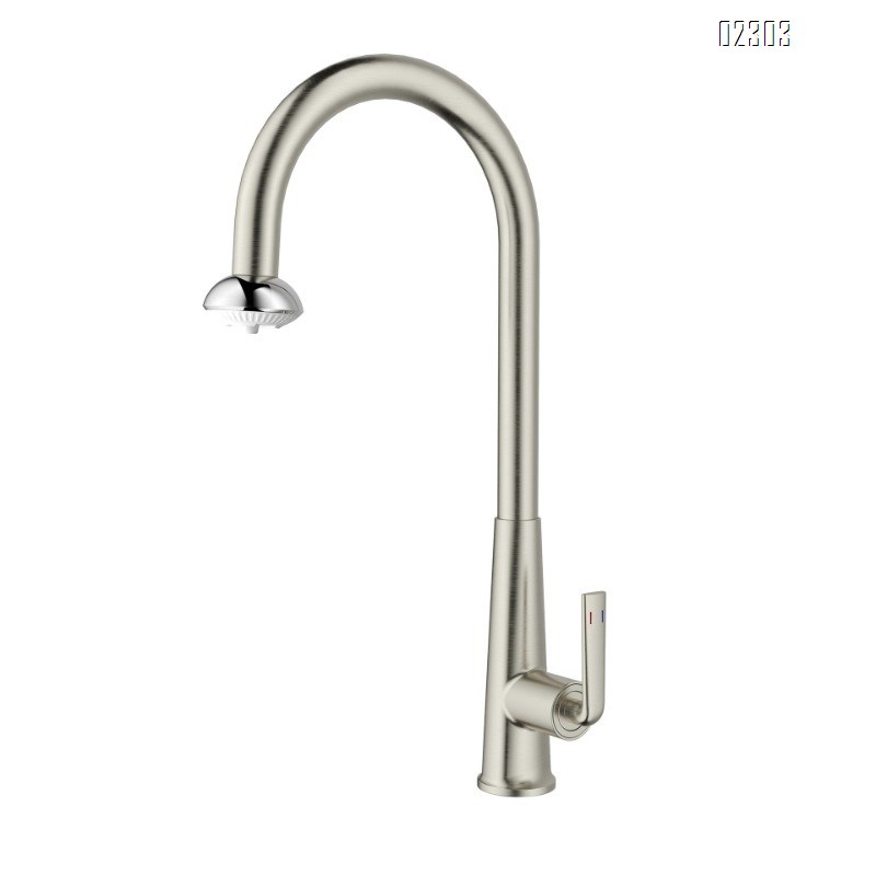 Brass Hot and Cold Kitchen Faucet Gun Gray Rotating Minimalist Simple Pull-out Sink Kitchen Faucet Tap