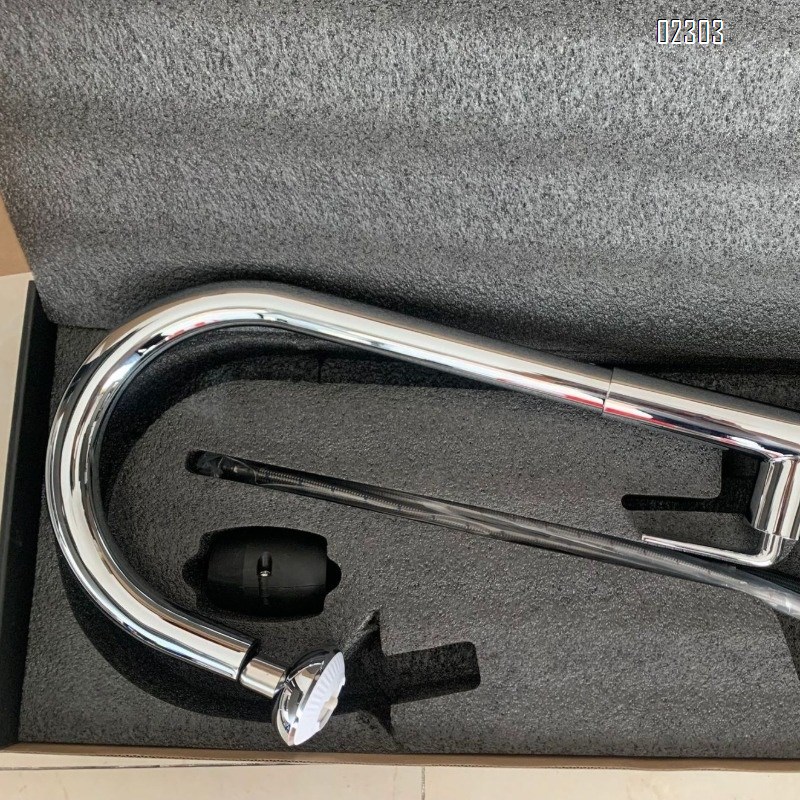 Brass Hot and Cold Kitchen Faucet Gun Gray Rotating Minimalist Simple Pull-out Sink Kitchen Faucet Tap