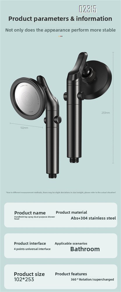 High Pressure Shower Head Set with Bracket Dual Function Rain Shower Head & Handheld Shower Head 2 in 1 for Bathroom