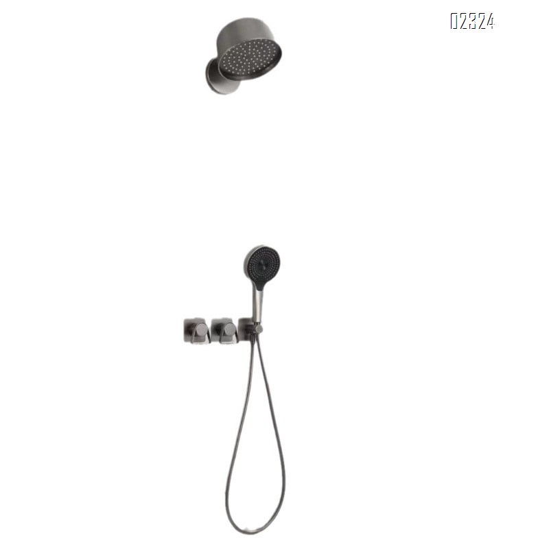 Brass Home Use Simple Minimalist Hotel Style Hot and Cold Water Concealed Embedded Shower Head Set
