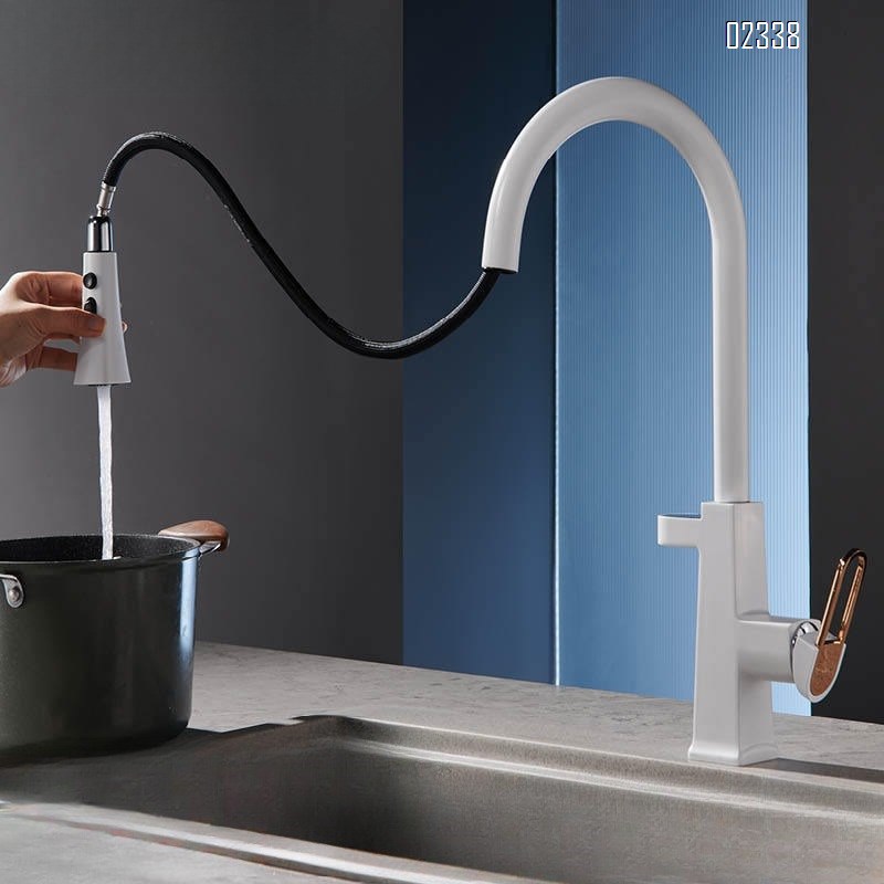 Zinc Alloy modern Kitchen sink water Best Faucets pull out Tap Digital Display Washing Scrubbing Function White Sink Faucet