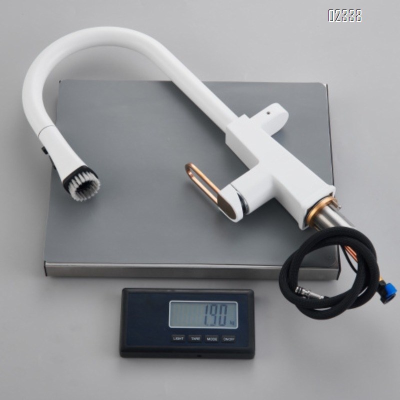 Zinc Alloy modern Kitchen sink water Best Faucets pull out Tap Digital Display Washing Scrubbing Function White Sink Faucet