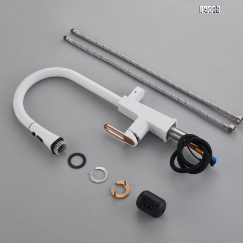 Zinc Alloy modern Kitchen sink water Best Faucets pull out Tap Digital Display Washing Scrubbing Function White Sink Faucet