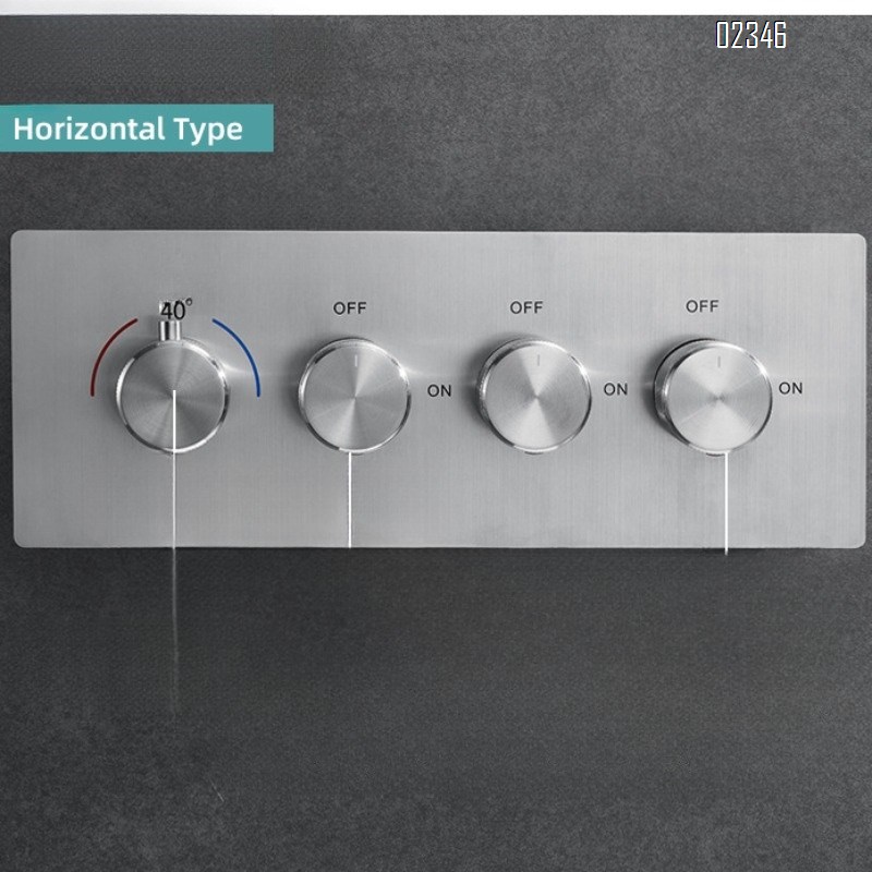 304 Stainless Steel Wall Mounted Thermostatic Mixing Valve Concealed Rain Shower Booster Square Concealed Shower Head Set
