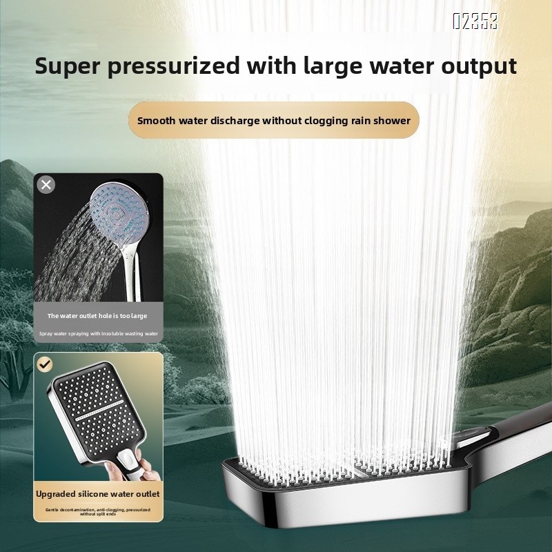 Shower Head Set with Holder  High Pressure Gray 3 Mode  1 Button to Switch Anti Clogging Nozzles  for Bathroom Shower