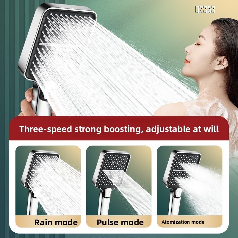 Shower Head Set with Holder  High Pressure Gray 3 Mode  1 Button to Switch Anti Clogging Nozzles  for Bathroom Shower