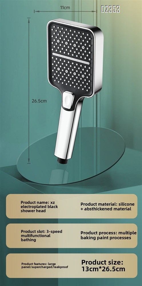 Shower Head Set with Holder  High Pressure Gray 3 Mode  1 Button to Switch Anti Clogging Nozzles  for Bathroom Shower