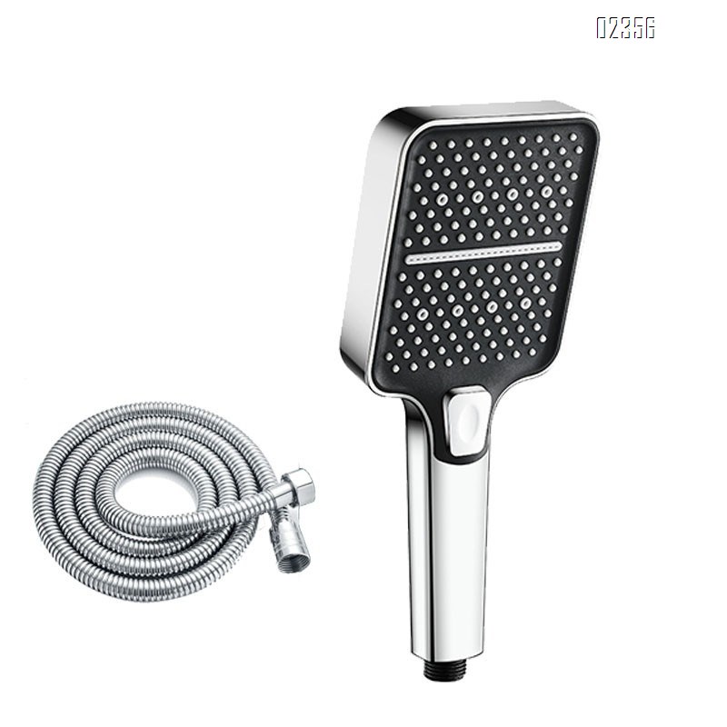 3 Functions Shower Head  1 Button to Switch with 1.5m Stainless Hose High Pressure Handheld Shower Head for Bathroom