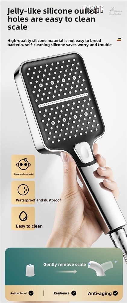 3 Functions Shower Head  1 Button to Switch with 1.5m Stainless Hose High Pressure Handheld Shower Head for Bathroom