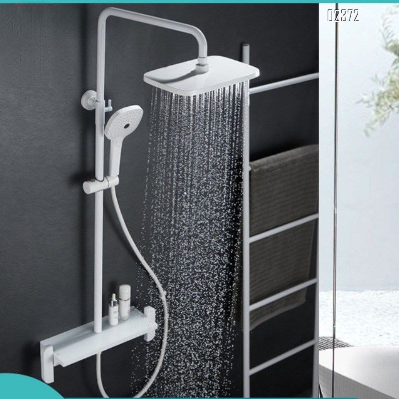 White Shower Set Brass Household Bathroom Storage Faucet Bathroom Hot and Cold Booster Mixing Valve
