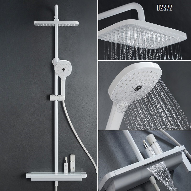 White Shower Set Brass Household Bathroom Storage Faucet Bathroom Hot and Cold Booster Mixing Valve