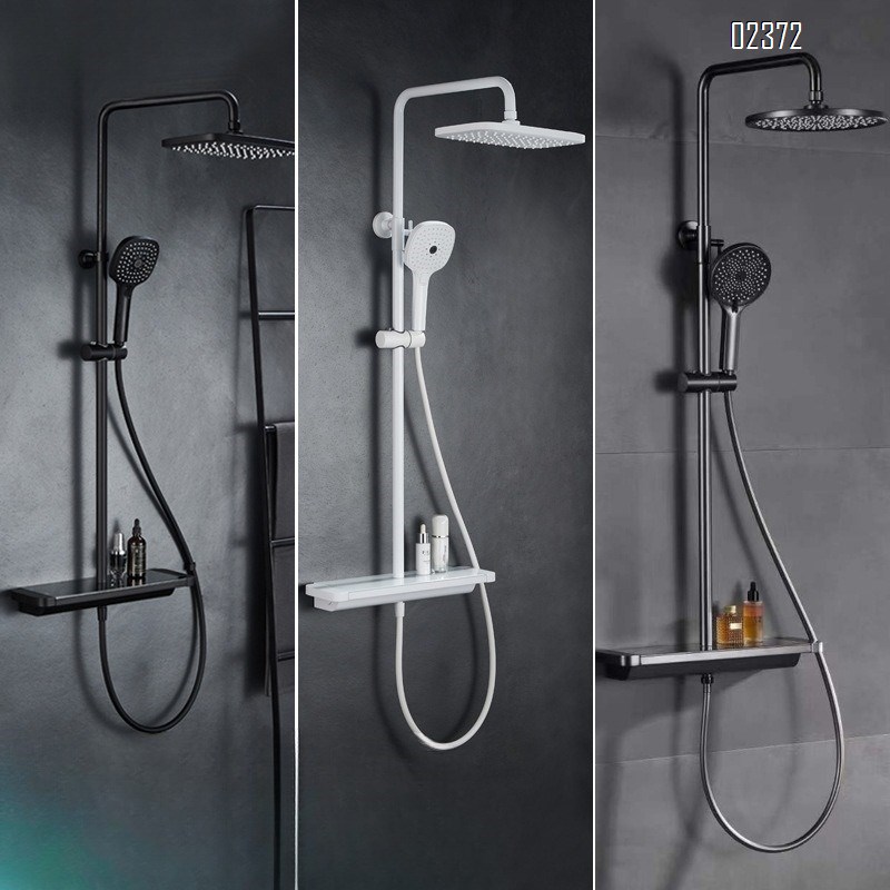 White Shower Set Brass Household Bathroom Storage Faucet Bathroom Hot and Cold Booster Mixing Valve