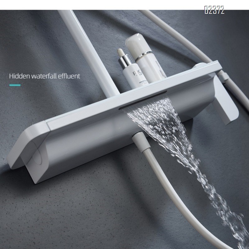 White Shower Set Brass Household Bathroom Storage Faucet Bathroom Hot and Cold Booster Mixing Valve