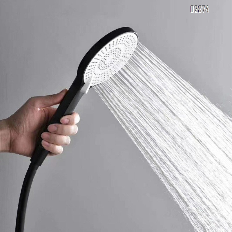 Black Shower Head Set Bathroom Rain Shower with Spray Gun Adjustable Brass Four-Function Thermostatic Shower Tap