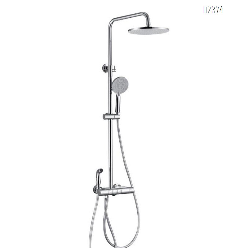 Black Shower Head Set Bathroom Rain Shower with Spray Gun Adjustable Brass Four-Function Thermostatic Shower Tap