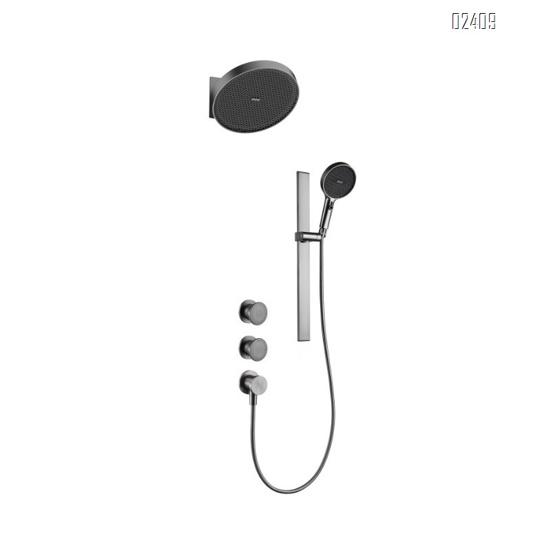 Concealed Brushed Wall Mounted Shower Head Bathroom Shower Set Hidden Pre-Embedded Concealed Shower Set Tap