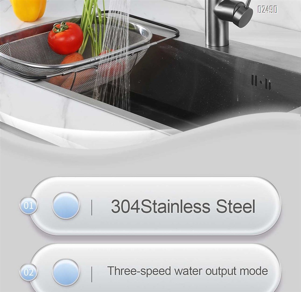 Gunmetal gray kitchen pull-out stainless steel touch control with temperature display rotating sink faucet with cold and hot water tap