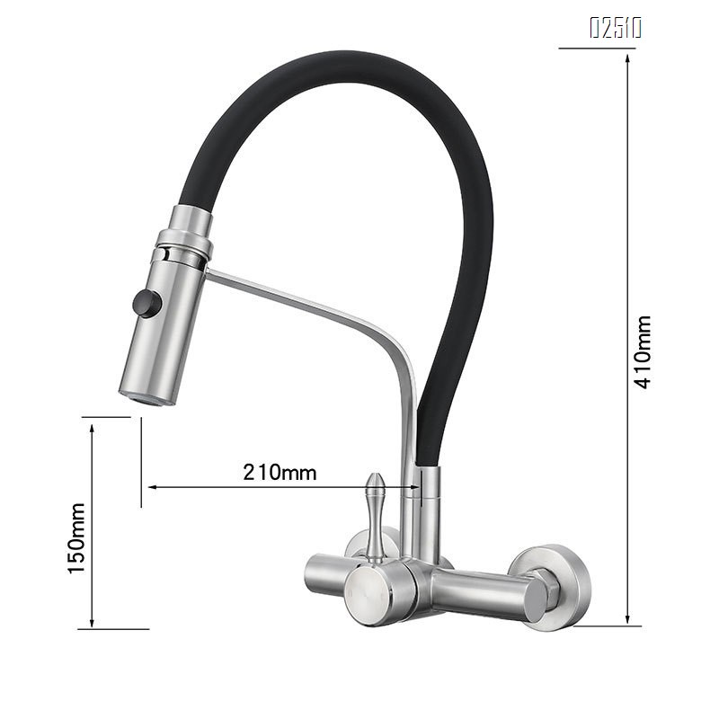 Pull-out kitchen faucet with stainless steel body and silicone flexible gooseneck cold and hot water faucet