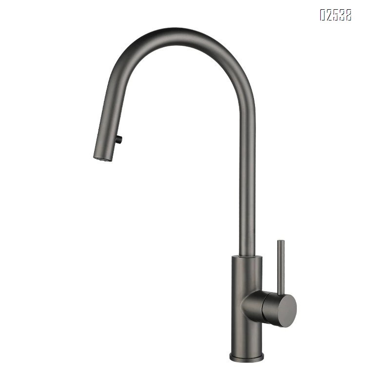 Three-way pull-out 304 stainless steel faucet gunmetal gray kitchen pull-out faucet