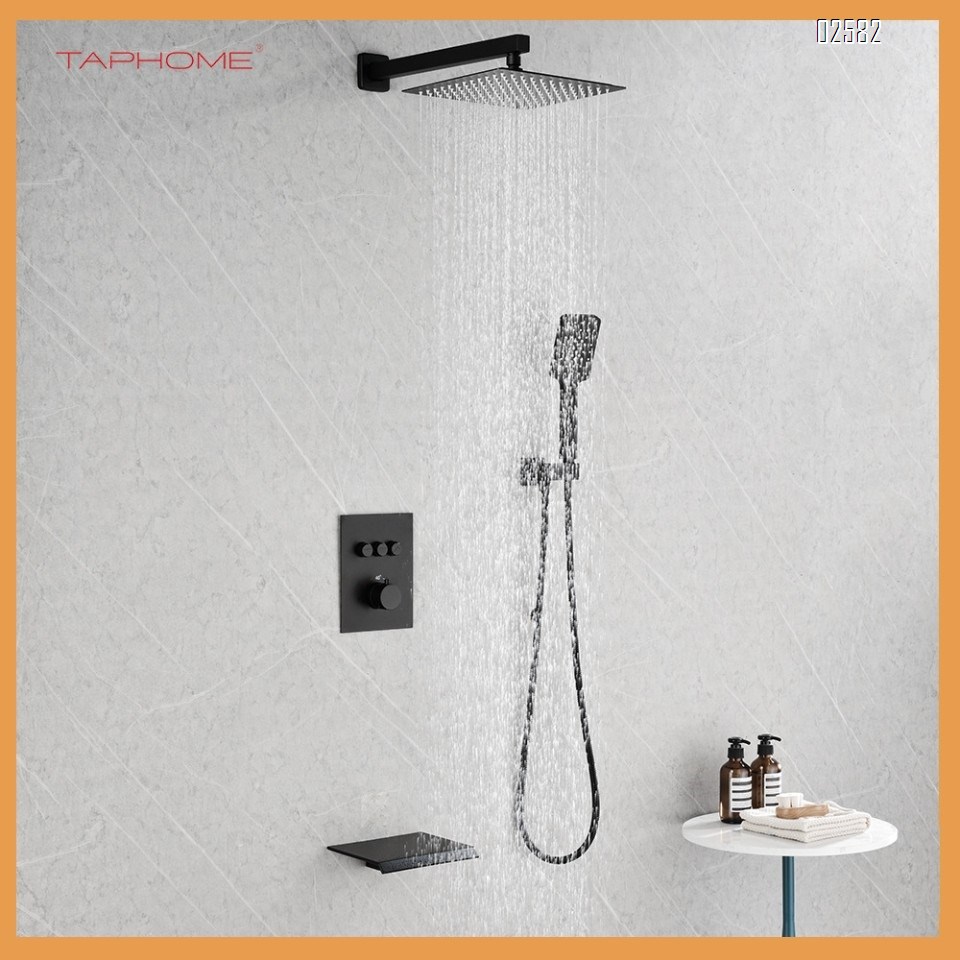 Brass  in-wall concealed temperature control embedded shower head set