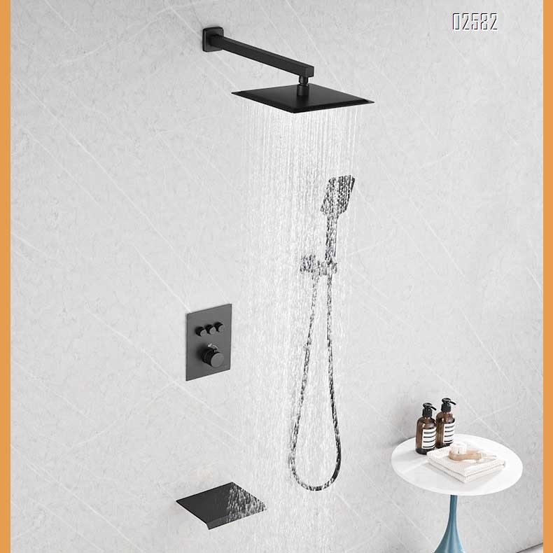 Brass  in-wall concealed temperature control embedded shower head set