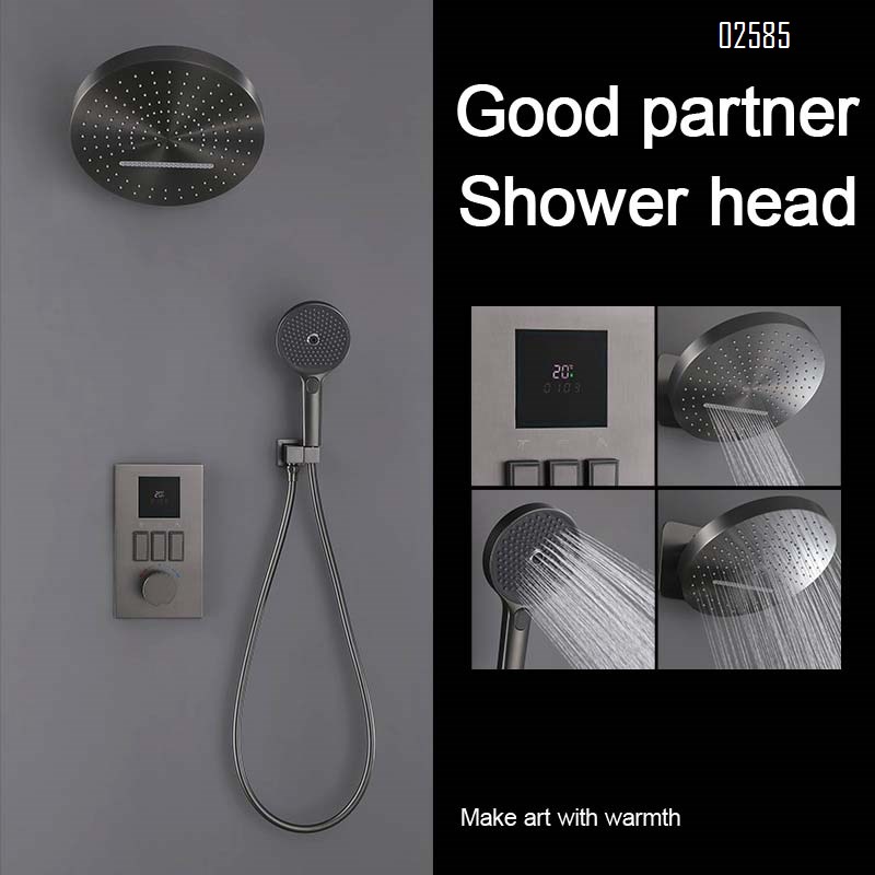 Modern all-Brass wall-mounted shower set home bathroom shower temperature control embedded rain shower bathing pressure shower head