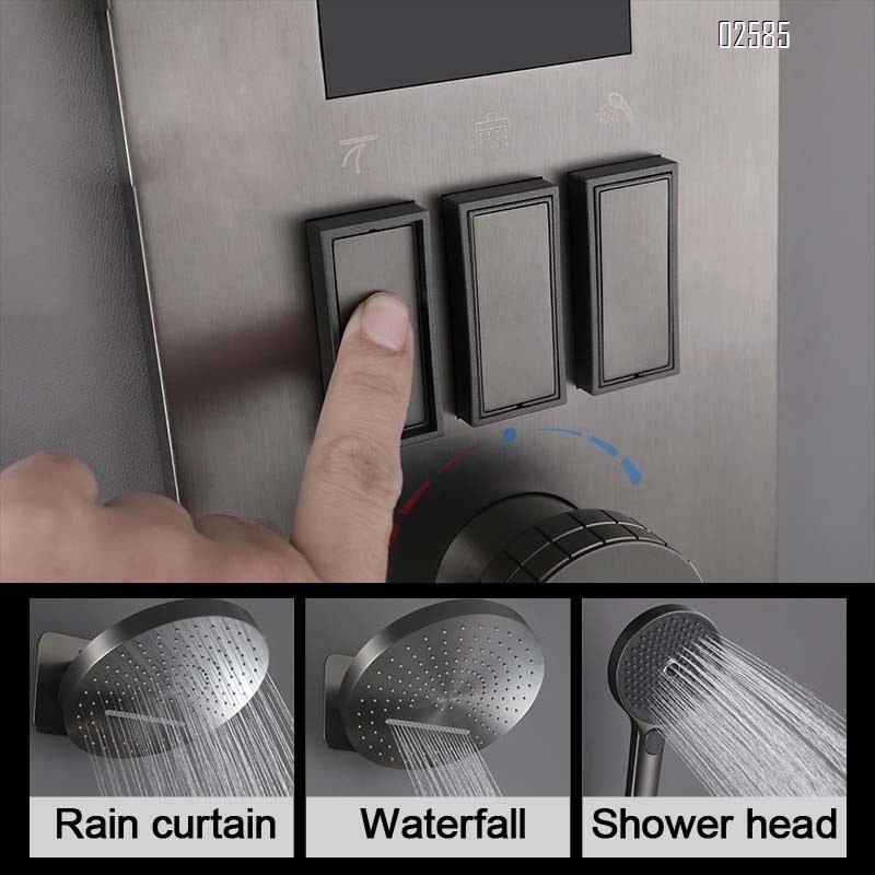 Modern all-Brass wall-mounted shower set home bathroom shower temperature control embedded rain shower bathing pressure shower head