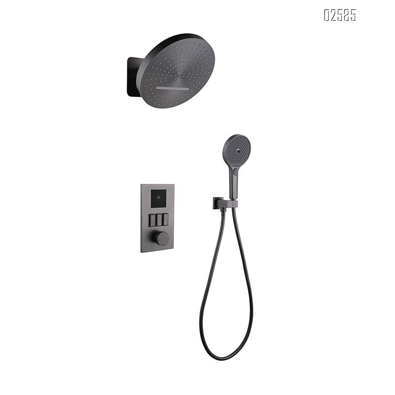Modern all-Brass wall-mounted shower set home bathroom shower temperature control embedded rain shower bathing pressure shower head