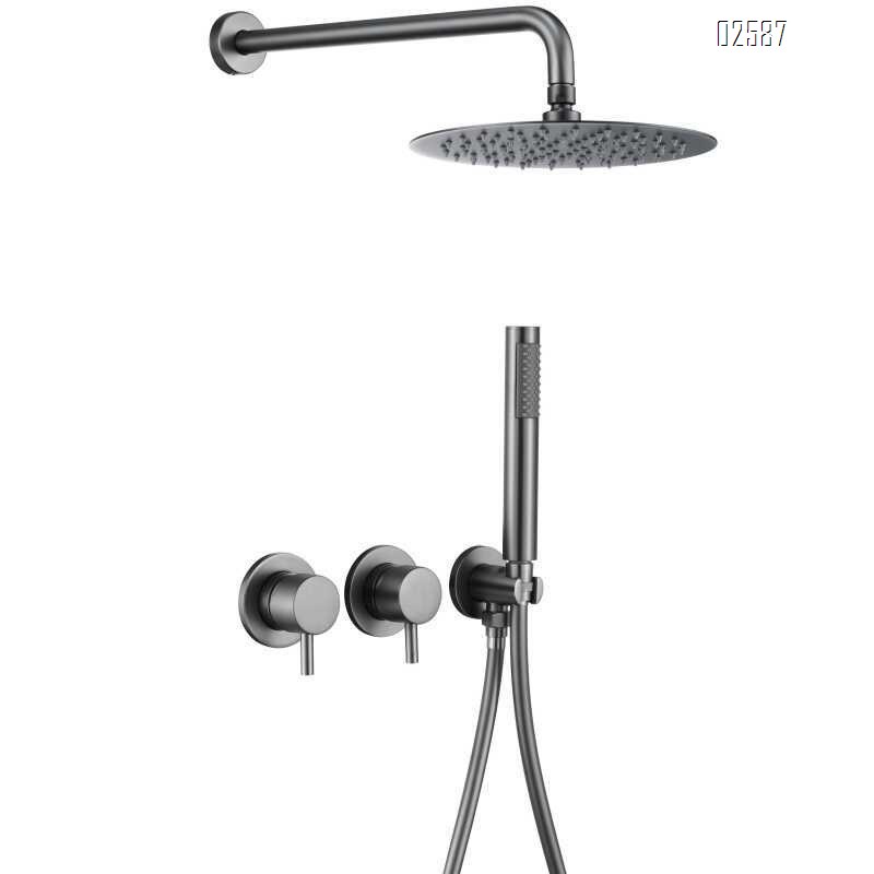 Wall-mounted hidden shower head full Brass embedded in the wall for home and hotel use bathroom shower room pressure increasing shower set