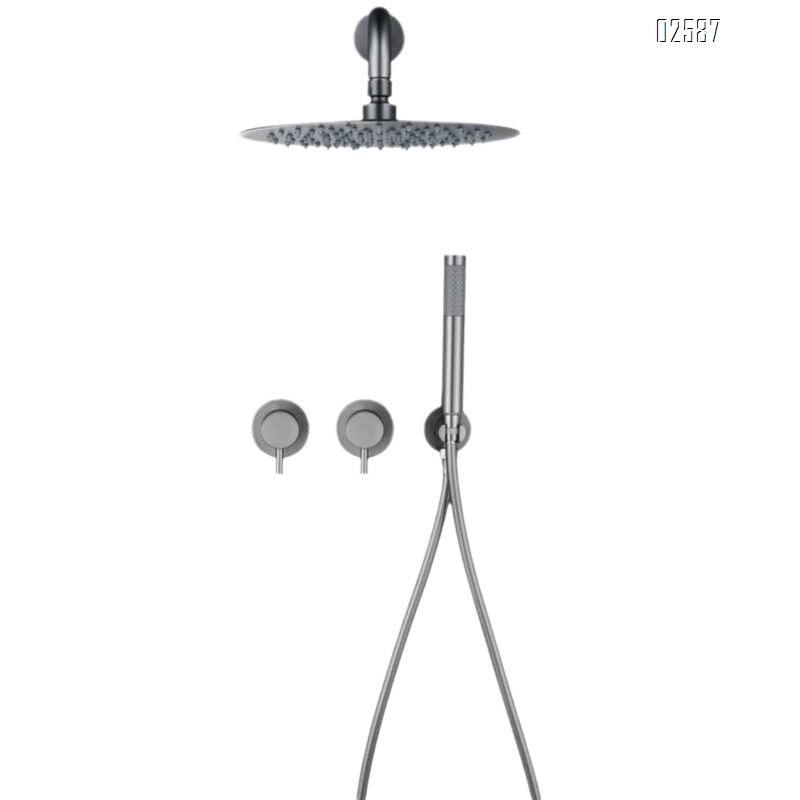 Wall-mounted hidden shower head full Brass embedded in the wall for home and hotel use bathroom shower room pressure increasing shower set