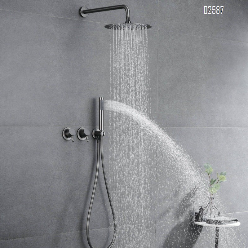 Wall-mounted hidden shower head full Brass embedded in the wall for home and hotel use bathroom shower room pressure increasing shower set