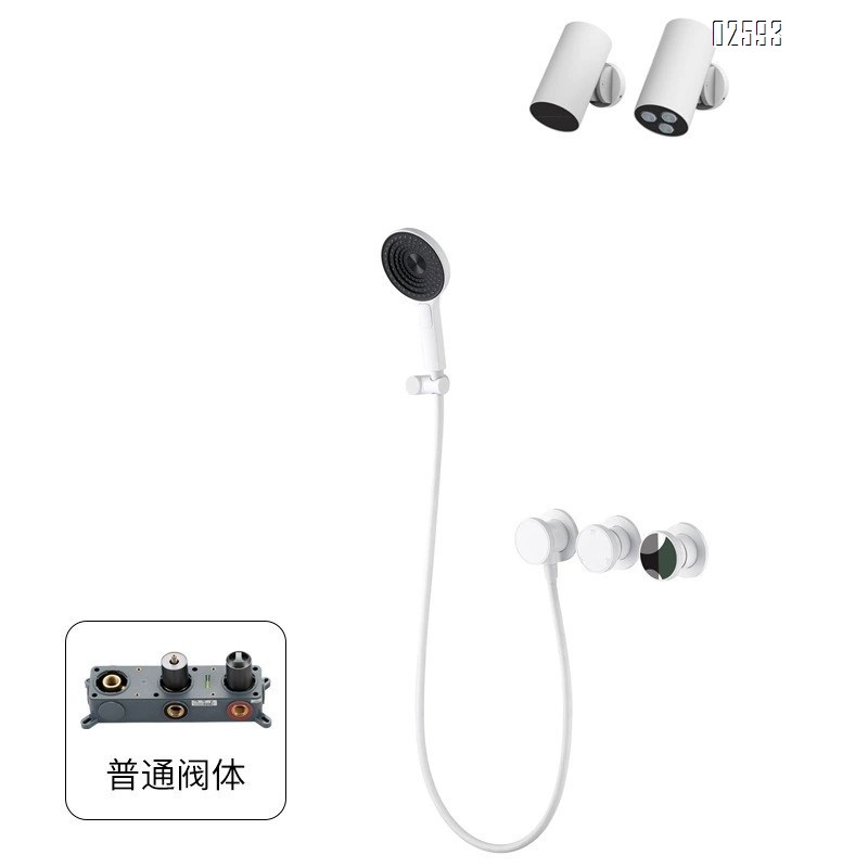 Brass in-wall concealed shower head set bathroom shower gunmetal gray cold and hot shower nozzle