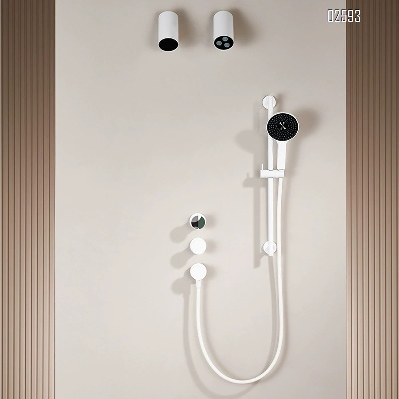 Brass in-wall concealed shower head set bathroom shower gunmetal gray cold and hot shower nozzle